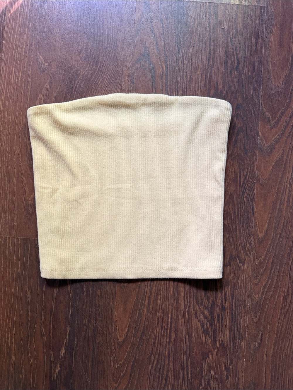 Yellow Ribbed Strapless Tube Top